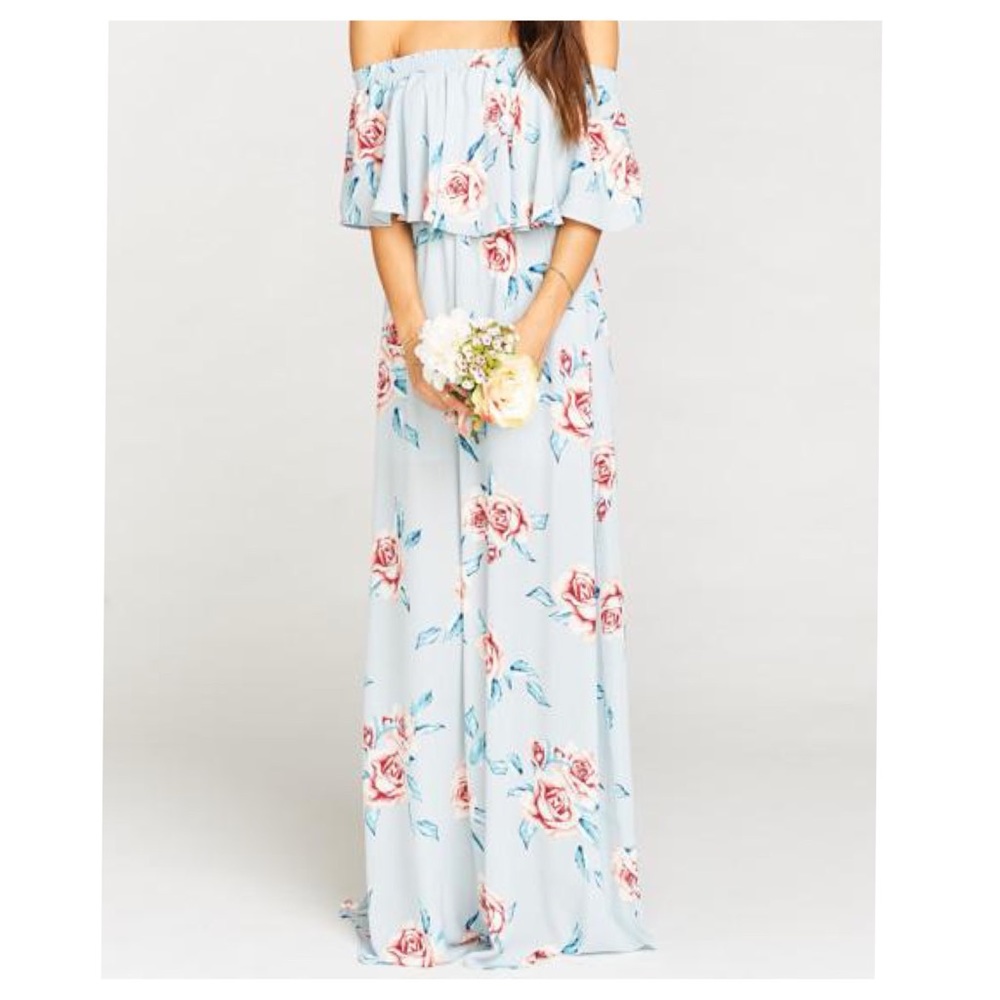 Show Me Your Mumu Hacienda Maxi Dress Flower Sky - Picture 1 of 9